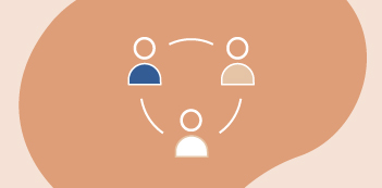 schéma orange d'un lien entre trois personnes