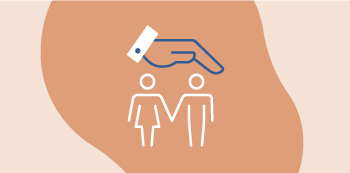 icône d'une main au dessus de deux personnes qui se tiennent la main