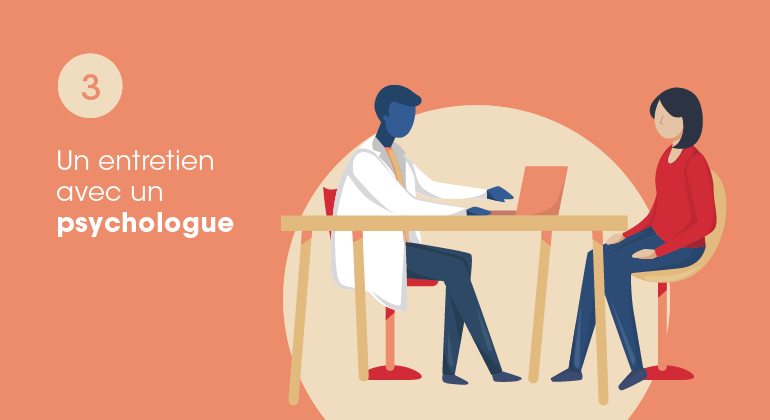 Illustration d'un entretien entre un psychologue et une femme